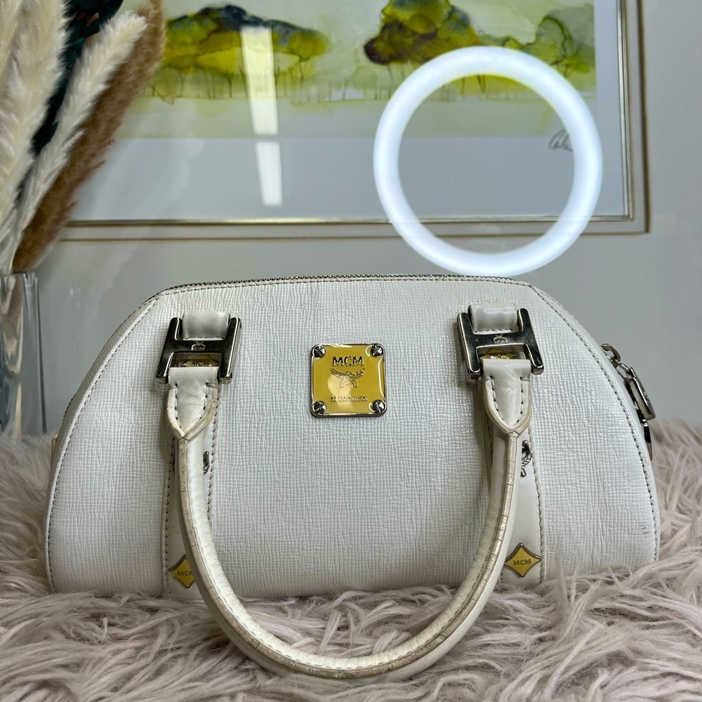 White Leather MCM Handbag